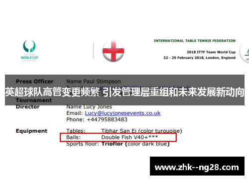 英超球队高管变更频繁 引发管理层重组和未来发展新动向